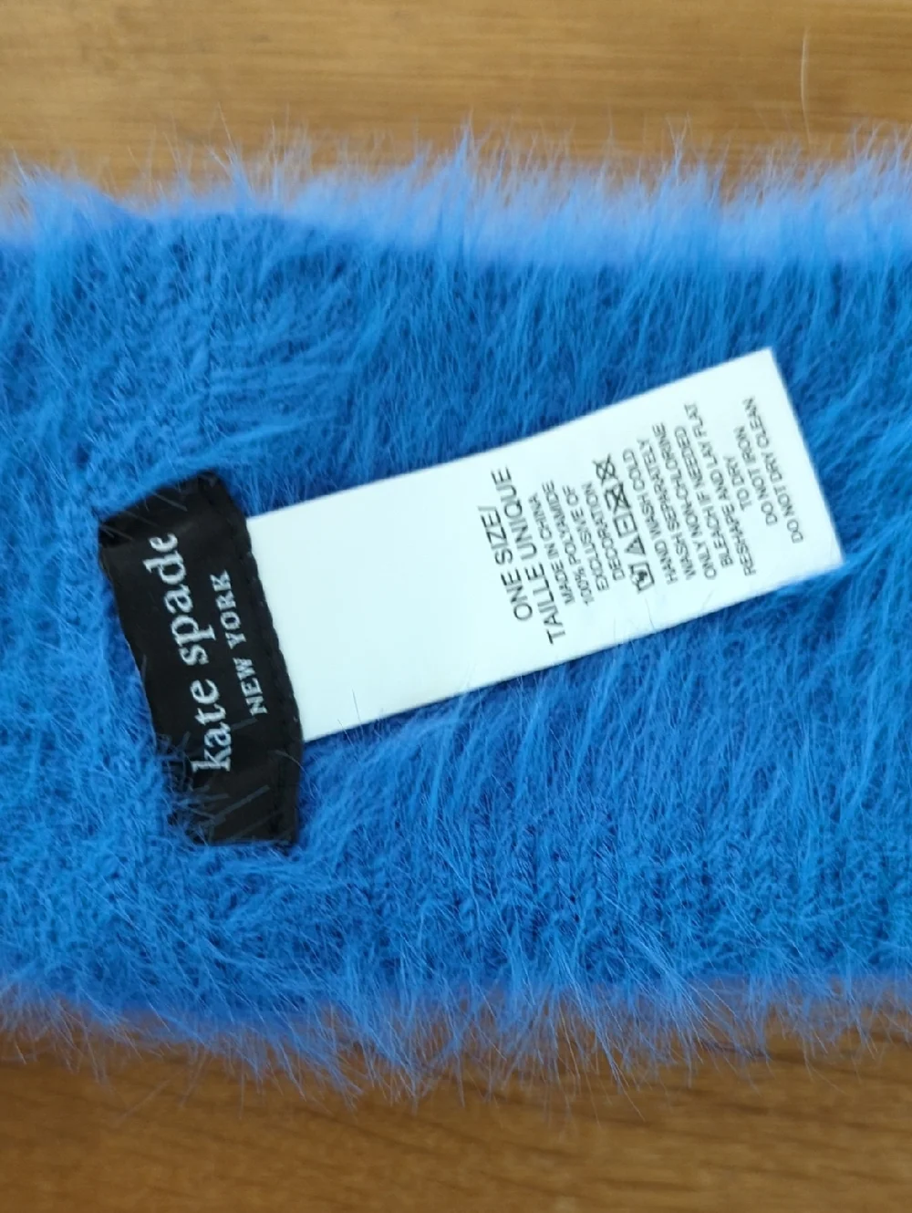 kate spade New York Blue Multi Colorblock Fuzzy Headband One Size
